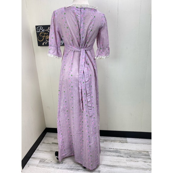 Vintage 80s Purple Prairie Dress Eyelet Trim Cott… - image 3