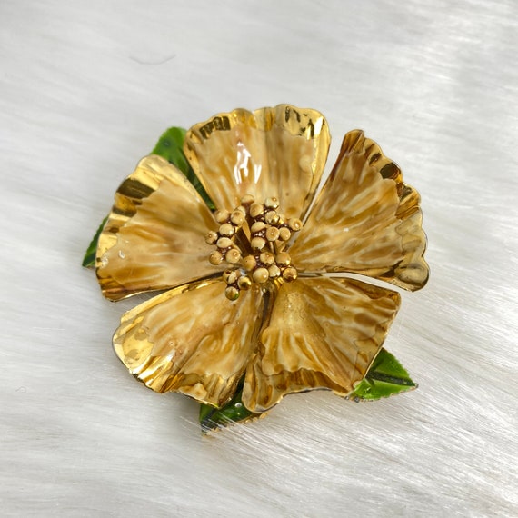 Vintage Enamel Figural Flower Brooch - image 5