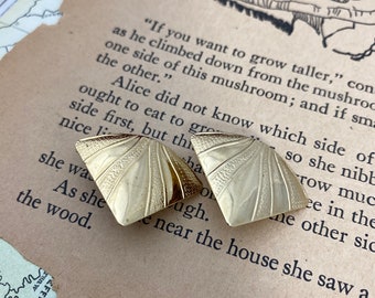 Vintage Gold Tone Triangle Clip-on Earrings