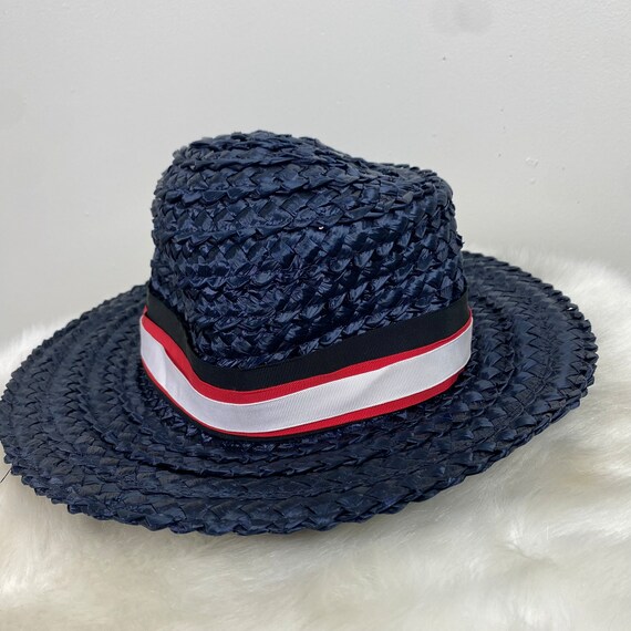 Vintage Dark Navy Vintage Woven Straw Wicker Hat Made in USA P1040049__86414.1698266393.JPG?c=2 main image 3