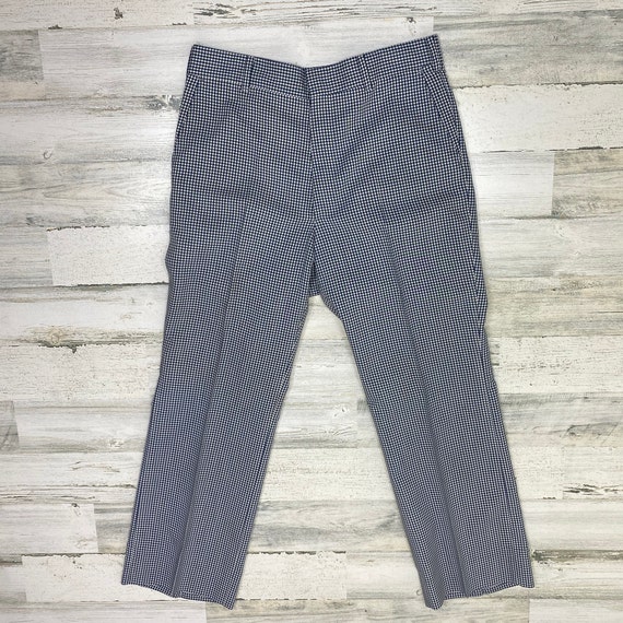Vintage White & Blue Checkered Crop Pants - image 1