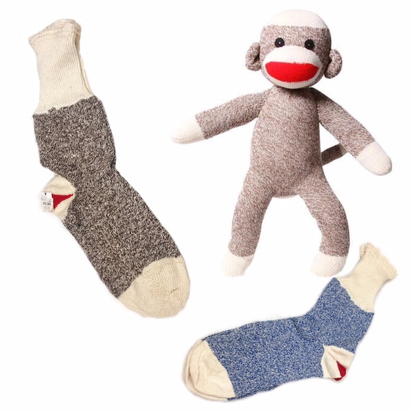 Vintage Deadstock NWT Red Heel Sock Monkey Nelson Rockford Socks