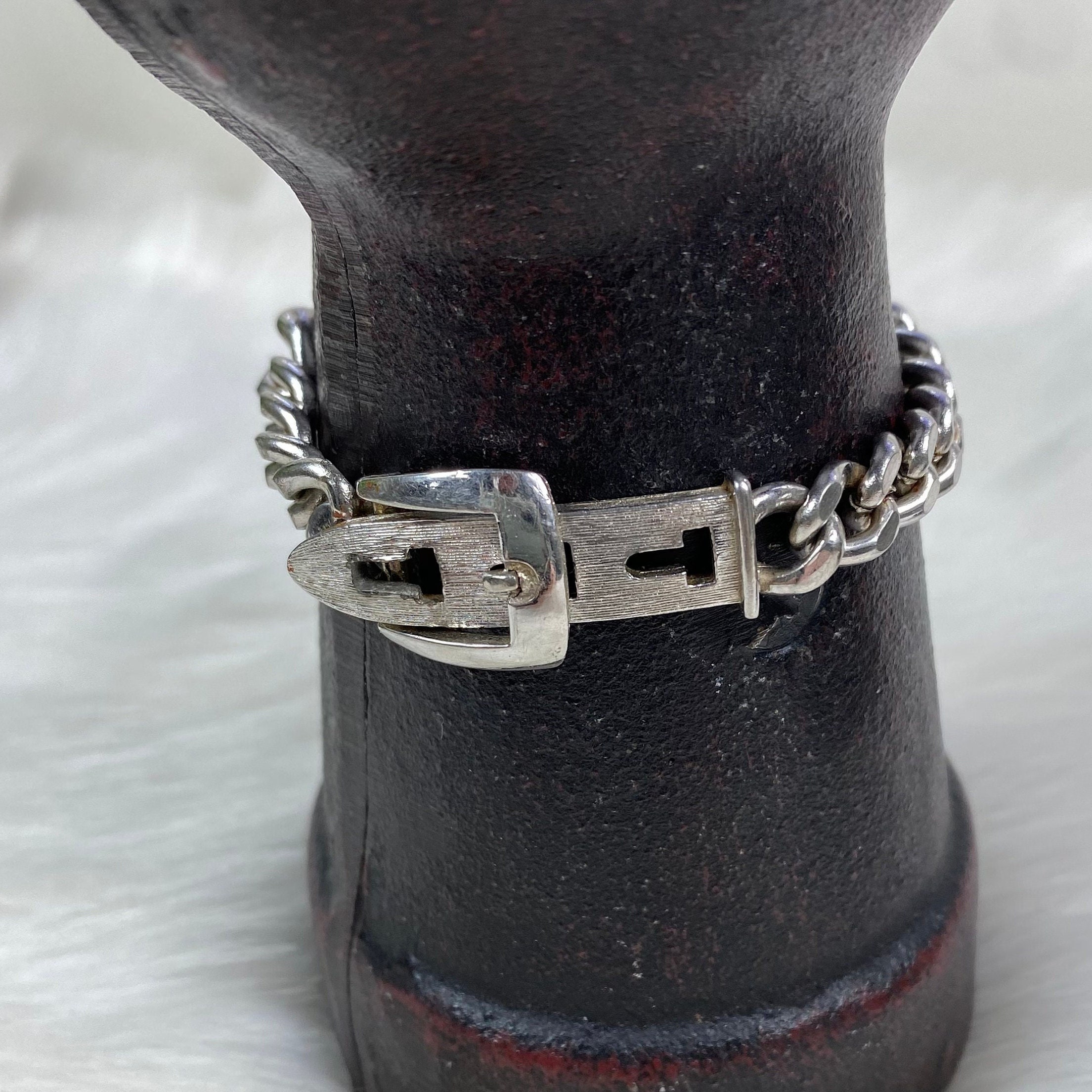 Vintage Silver Belt Bracelet - Etsy