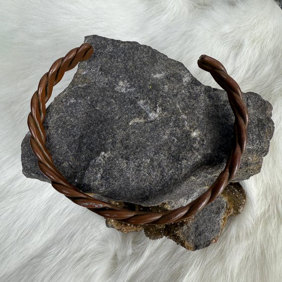 Braided Copper Cuff Bangle Bracelet - image 2