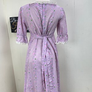 Vintage 80s Purple Prairie Dress Eyelet Trim Cottagecore Peasant image 7