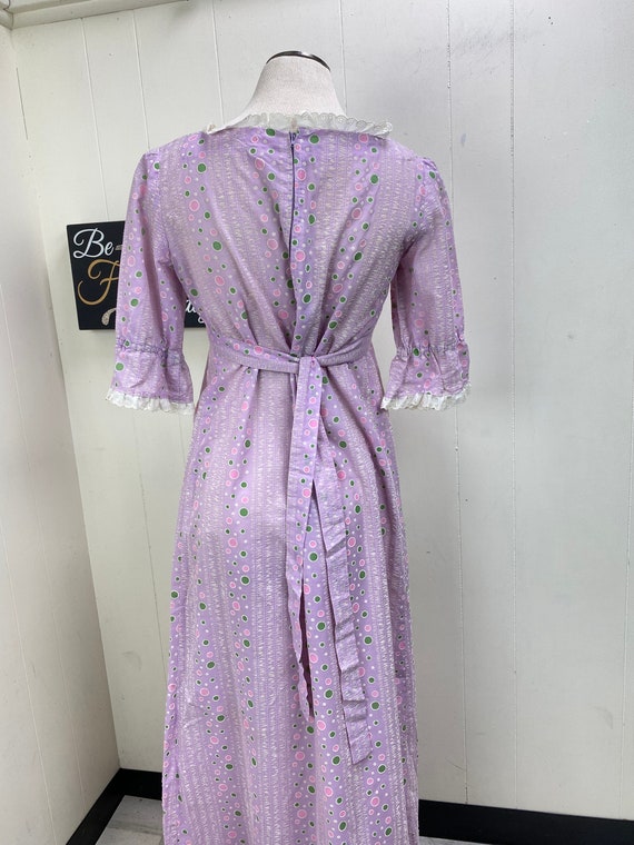 Vintage 80s Purple Prairie Dress Eyelet Trim Cott… - image 7