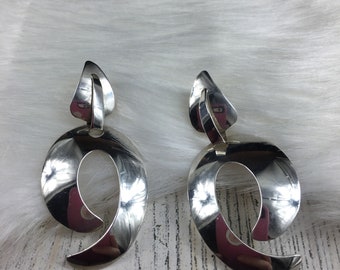 Vintage Signed TTO Sterling Abstract Freeform Earrings Free Shipping