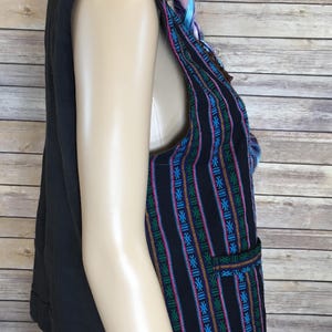 Vintage Woven Boho Hippie Vest w/ brass buttons image 2