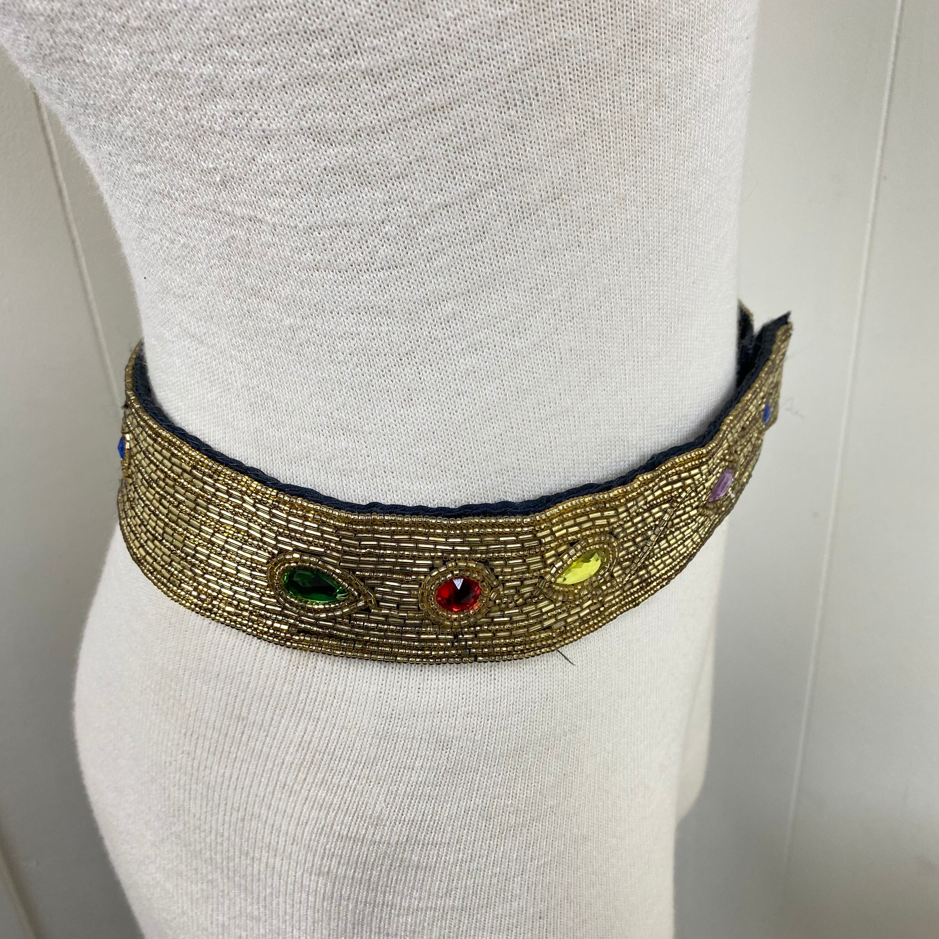 Vintage Michelle Stuart M/L Gold Bead Embroidery Belt - Etsy display picture 1