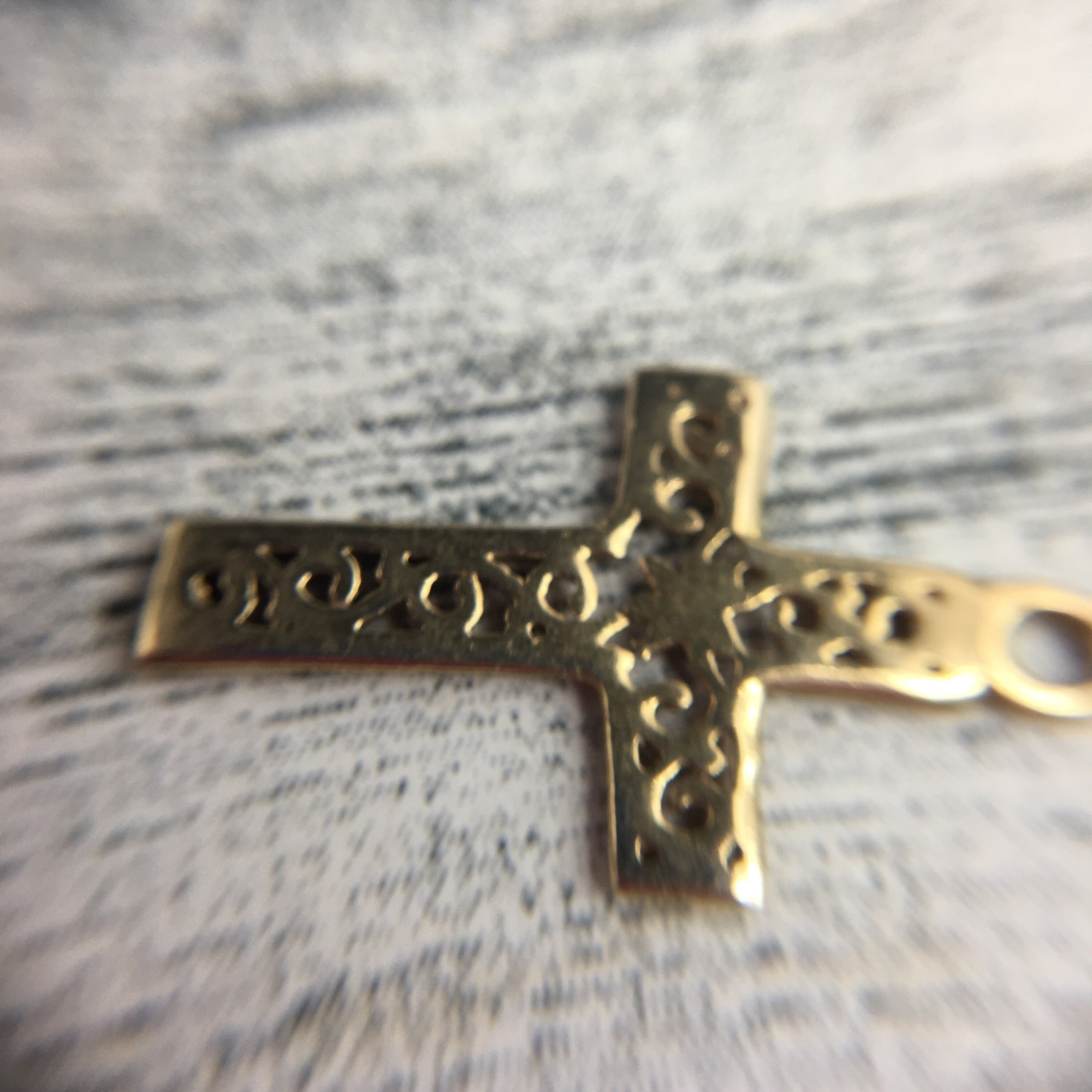 14K Gold Scrollwork Cut-out Cross Charm - Etsy