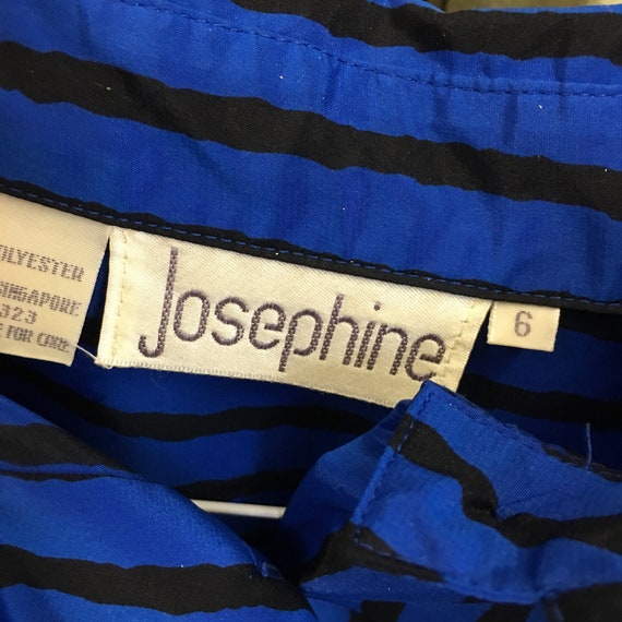 Vintage 90s Josephine Blue & Black Striped Polyes… - image 7