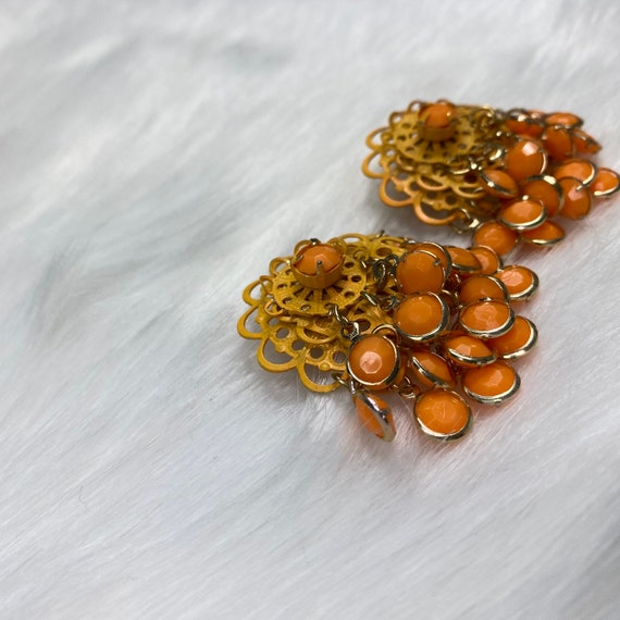 Vintage Orange Dangle Clip-On Earrings Hong Kong - image 6