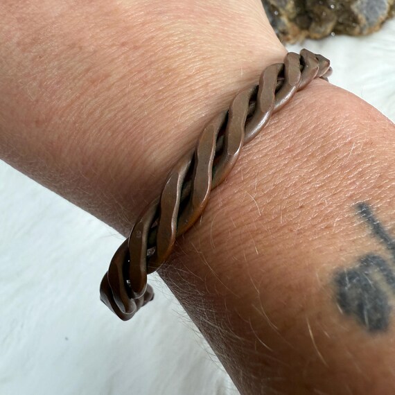 Braided Copper Cuff Bangle Bracelet - image 5