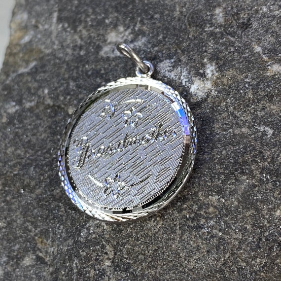 Vintage Etched Sterling Silver Pendant Grandmother