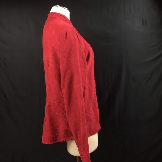 Vintage Ms. Lee Red Faux Suede Button Down Shirt - image 3