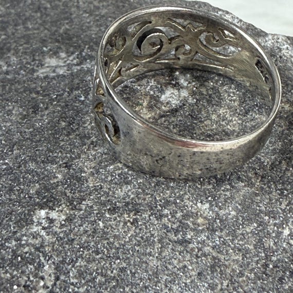 Sterling Silver Open Scrollwork Ring Size 7.75 - image 9