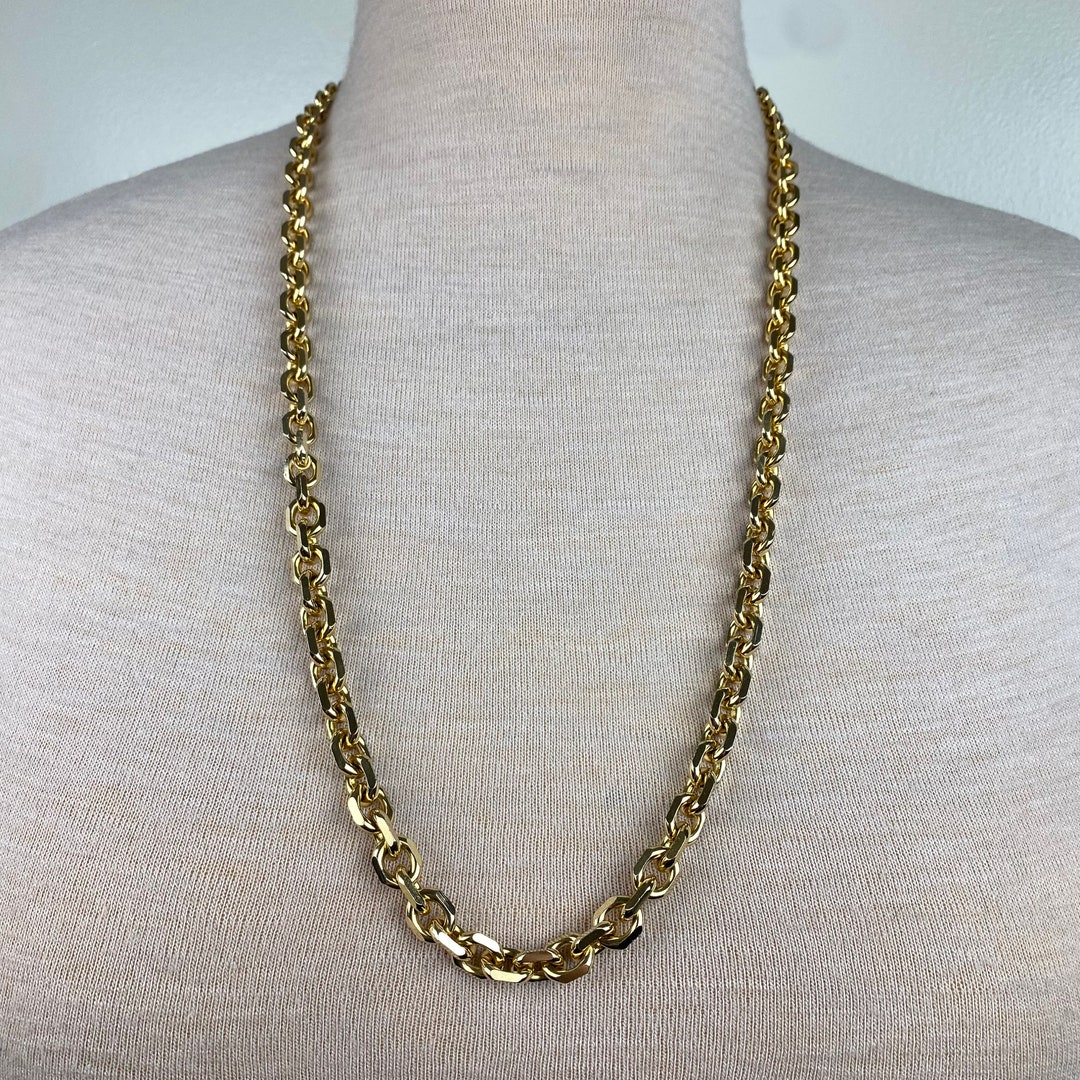 Vintage Signed Les Bernard Heavy Gold Tone Chain Necklace 31  display picture 2