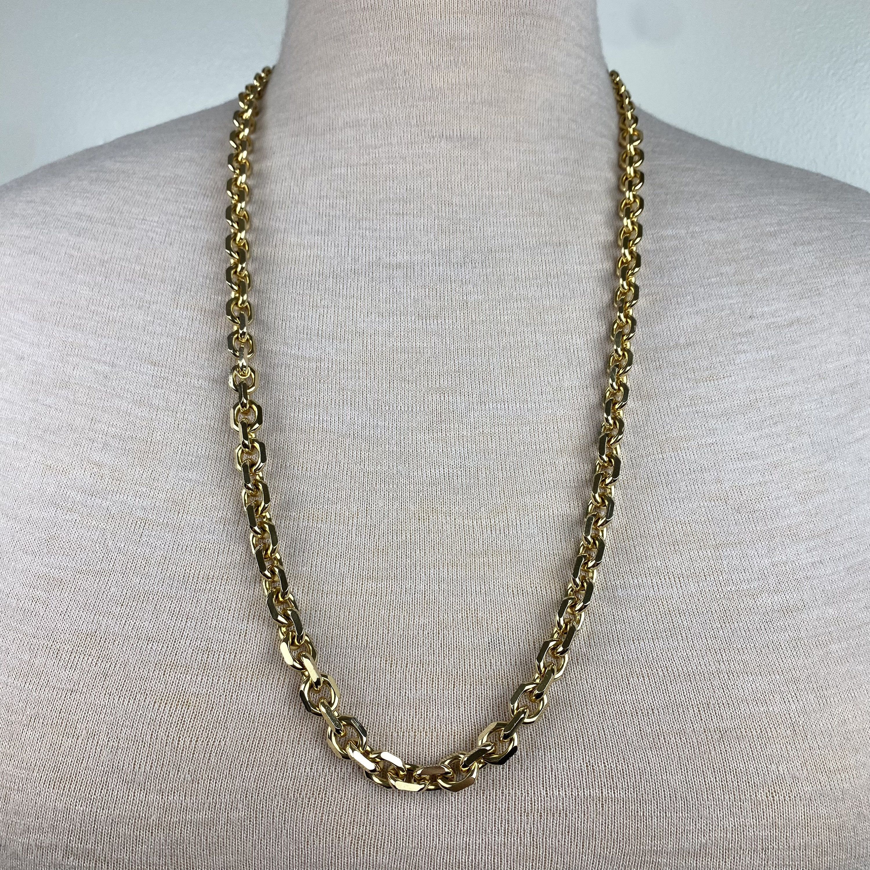 Vintage Signed Les Bernard Heavy Gold Tone Chain Necklace 31 