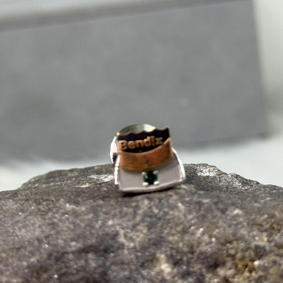 Vintage CTO 10K Gold Bendix Pin w/ Emerald Stone … - image 3