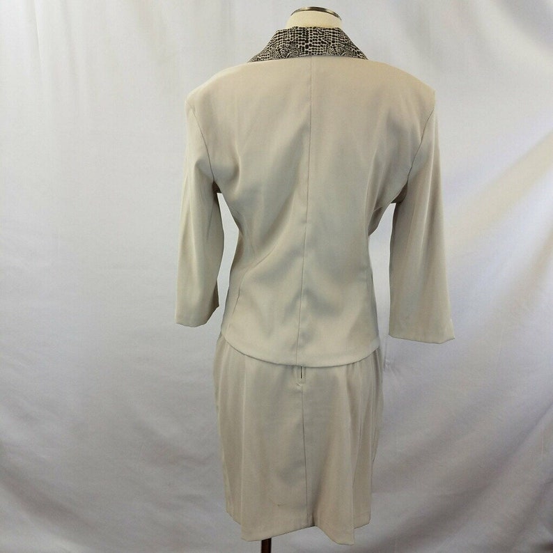 Vintage 90\u2019s Be Smart Tan /& Animal Print 3 Piece Skirt Suit Set