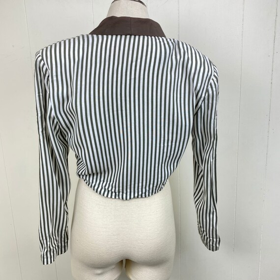 Vintage Scarlett Olive Green & White Striped Crop… - image 5