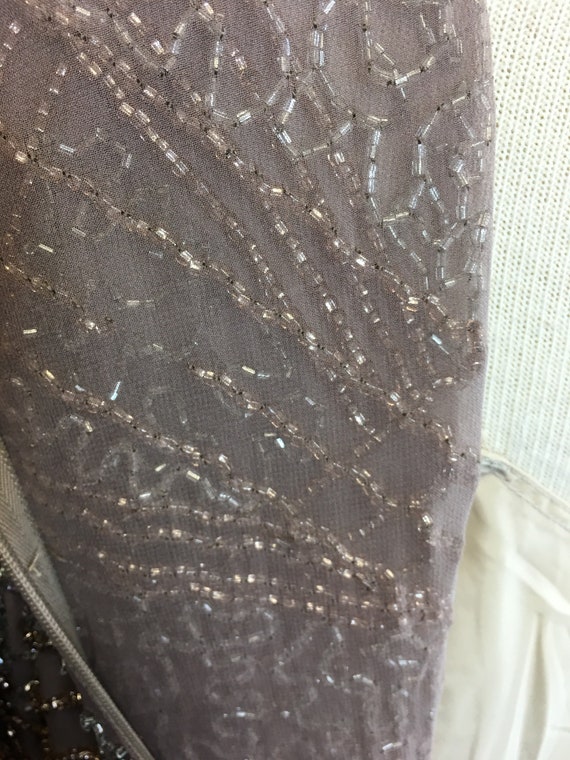 Vintage 80s Oleg Cassini Beaded Nude Silk Dress A… - image 7