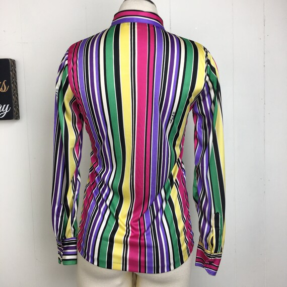 Vintage Wayne Rogers Vertical Stripe Button Up Bl… - image 5