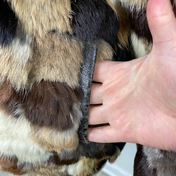 Vintage Patchwork Rabbit Fur Coat Shades of Brown - image 4