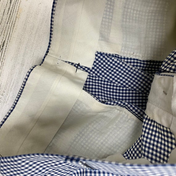 Vintage White & Blue Checkered Crop Pants - image 3