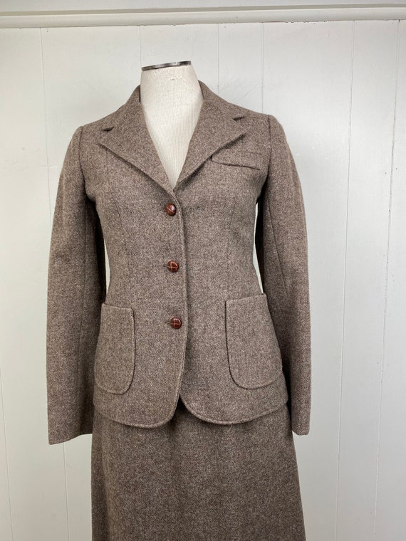 Vintage Larry Levine Wool Tweed Skirt Suit Set - image 2