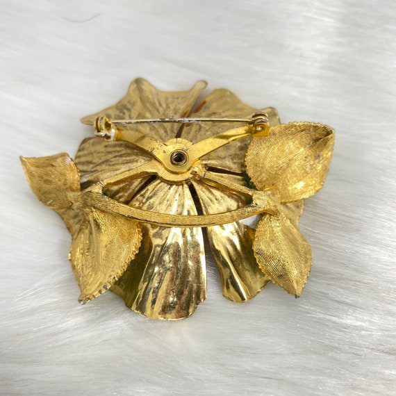 Vintage Enamel Figural Flower Brooch - image 4