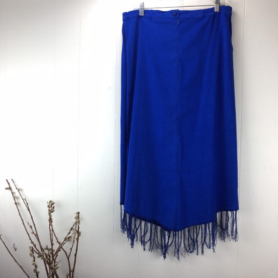 Vintage 90s Royal Blue Fringe Skirt - image 9