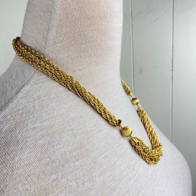Vintage Multi-chain gold tone necklace image 5