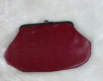 Vintage Red & Black Snap Purse Coin Wallet