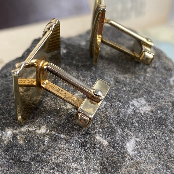 Anson Vintage Rectangle Cuff Links Yellow Gold Pl… - image 9