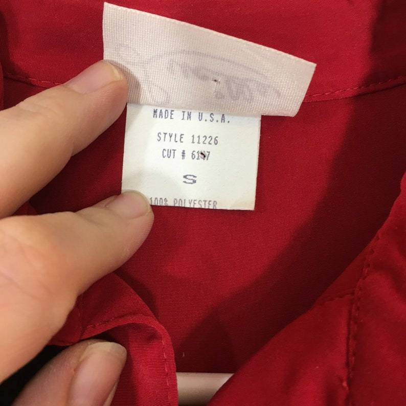 Vintage 70\u2019s Red /& Black Color Block Western Rockabilly Button Down Blouse Shirt Small