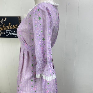 Vintage 80s Purple Prairie Dress Eyelet Trim Cottagecore Peasant image 6