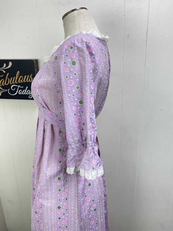 Vintage 80s Purple Prairie Dress Eyelet Trim Cott… - image 6