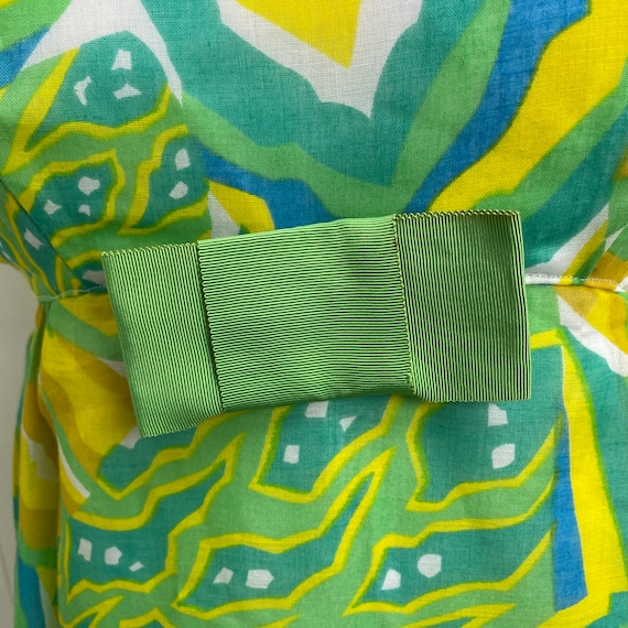 Vintage Green, Yellow & Blue Swirl Prom Dress Ruf… - image 3