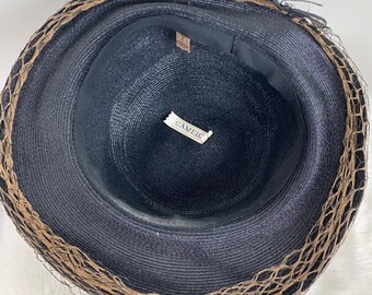 Vintage Camelot New York Black Woven Hat W/ Netting Union  display picture 1