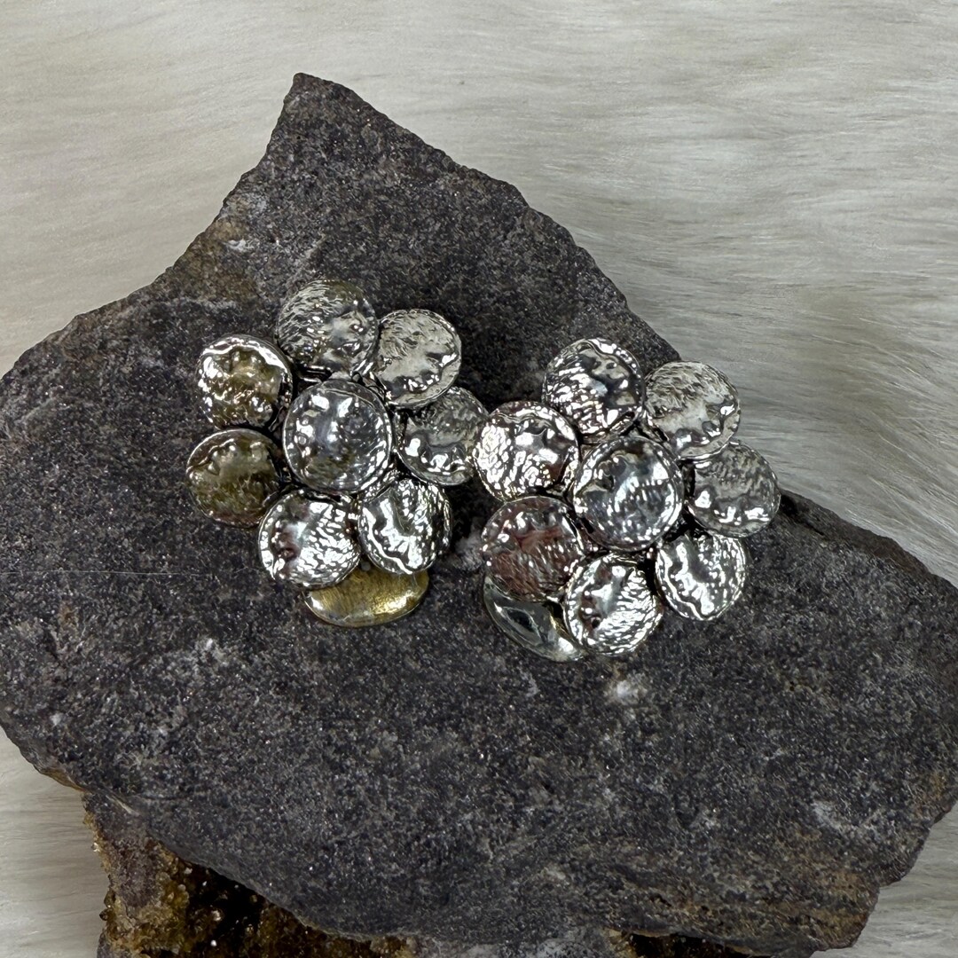 Vintage Tiny Faux Coin Cluster Silver Tone Clip-on Earrings - Etsy