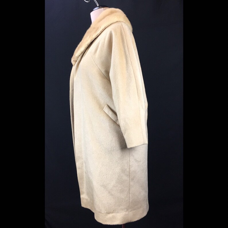 Vintage Mohair Blend Fur Collar Long Coat | Etsy