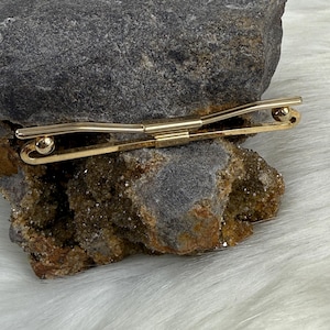 Vintage Gold Tone Tie Collar Bar Clip Curled Ball Ends MCM