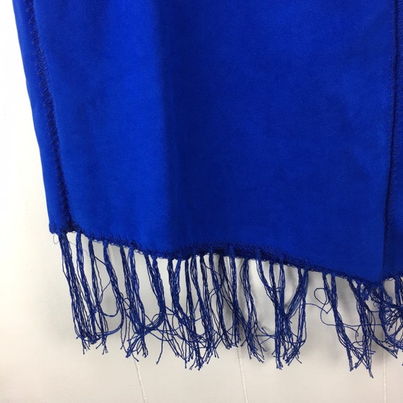 Vintage 90s Royal Blue Fringe Skirt - image 3