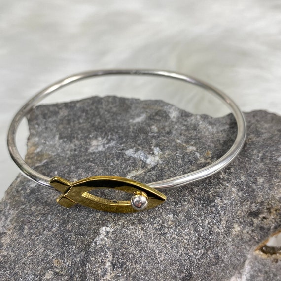 Sterling and Gold Vermeil Ichthys Mexico Bangle B… - image 3