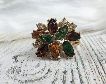 Vintage Vargas Fall Colors Cocktail 14kt HGE Ring Free Shipping