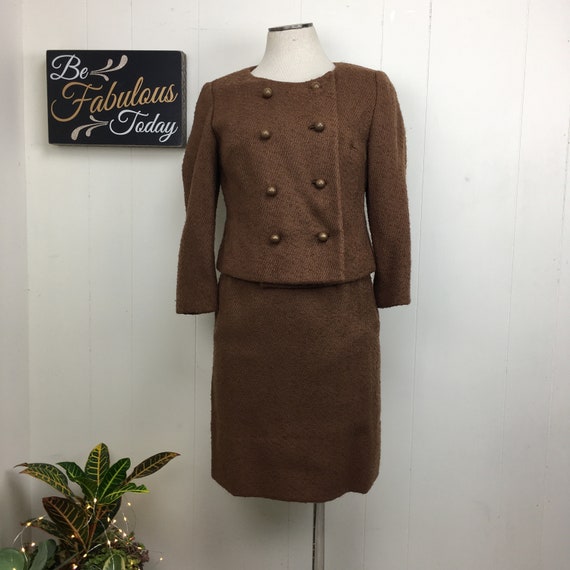 Vintage 60s That DEVONBROOK Look Brown Skirt Suit… - image 1