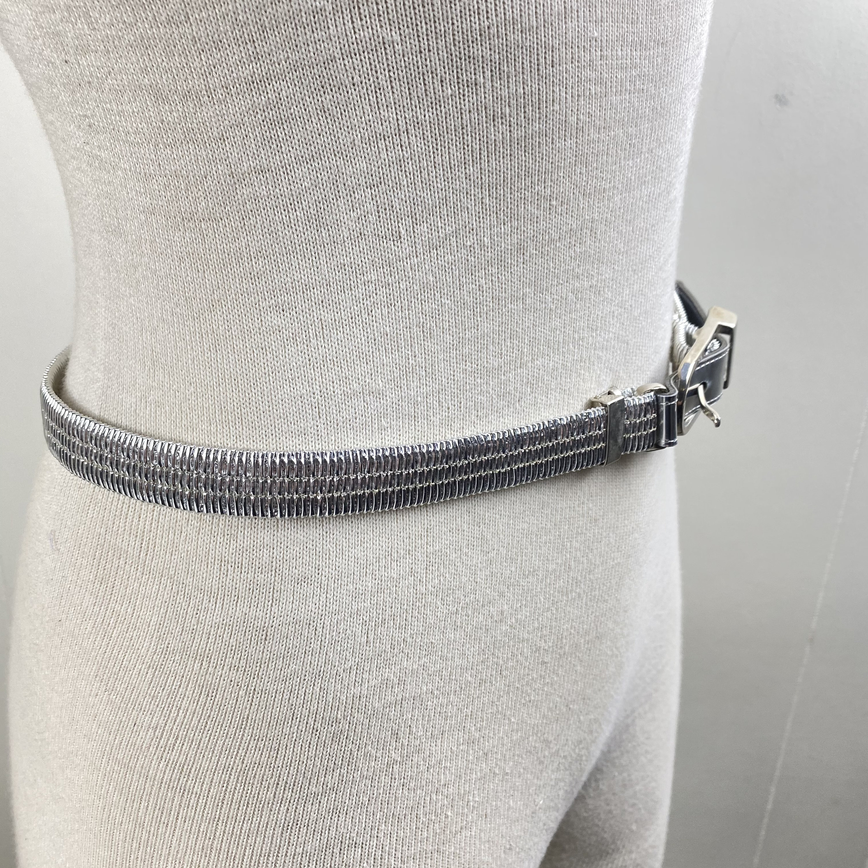 Vintage Elegant Silver Metallic Stretch Belt L/XL - Etsy