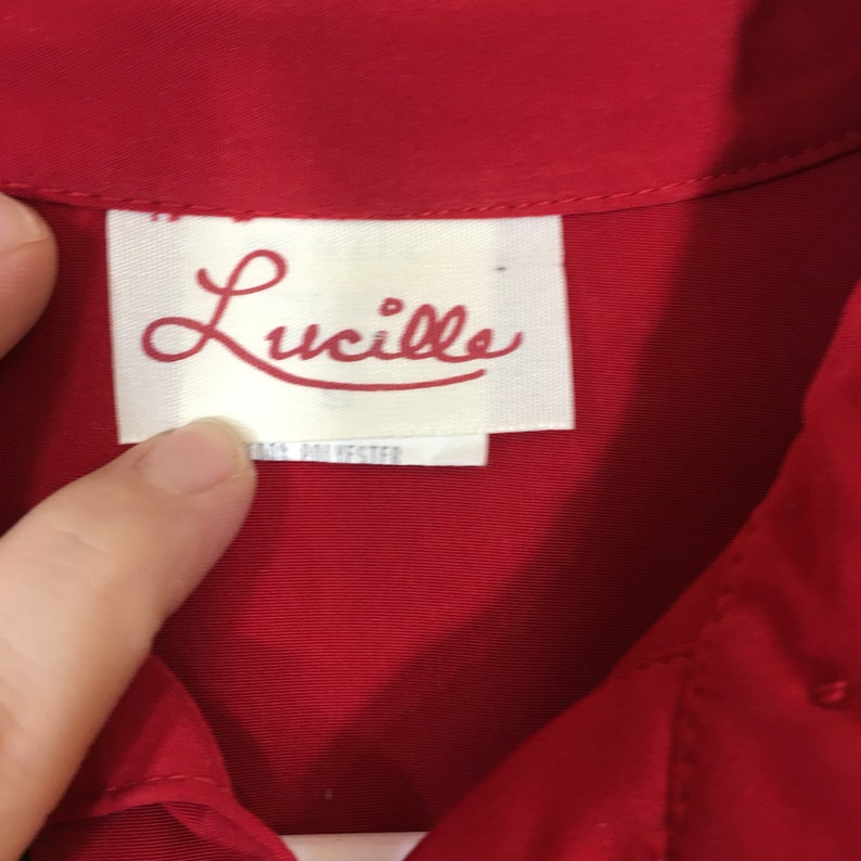 Vintage 70\u2019s Red /& Black Color Block Western Rockabilly Button Down Blouse Shirt Small
