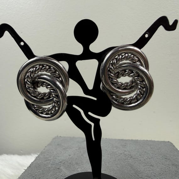 Vintage Interlocking Infinity Loops Silver Tone P… - image 3